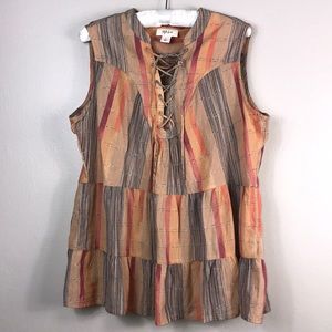 Style & Co rustic ruffle tiered top size Large